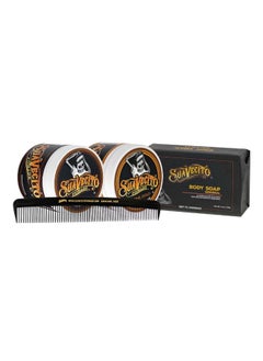 SUAVECITO Men'S Hair Grooming Set Og & Firme (Strong) Hold Pomade Body Soap Large Deluxe Comb & Black Canvas Bag  - Image 3