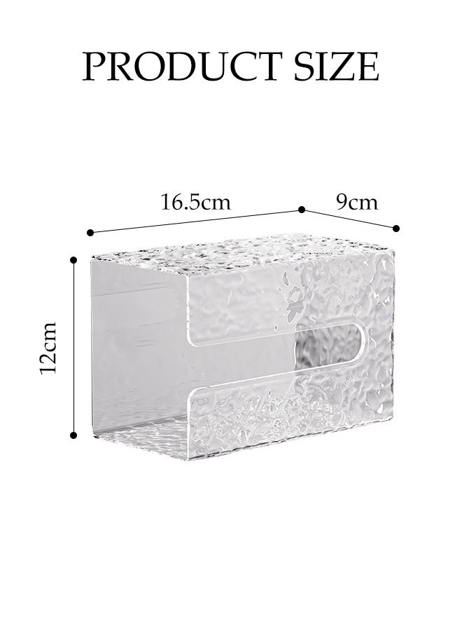 2 PCS Wall Mounted Tissue Box, No Punching,Clear Acrylic Tissue Storage Box,Waterproof  Perforation-Free Plastic Tissue Holder for Bathroom, Kitchen and Hotel - Image 2