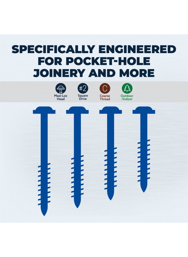 Kreg Kreg SML-C125B-100 Blue-Kote Weather Resistant Pocket Screws, 1 1/4 Inch, 8 Coarse Thread, Maxi-Loc Head, (100 Count)  - Image 3