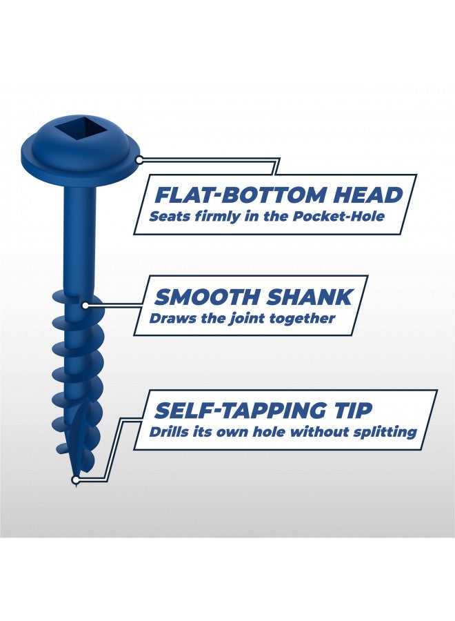 Kreg Kreg SML-C125B-100 Blue-Kote Weather Resistant Pocket Screws, 1 1/4 Inch, 8 Coarse Thread, Maxi-Loc Head, (100 Count)  - Image 4