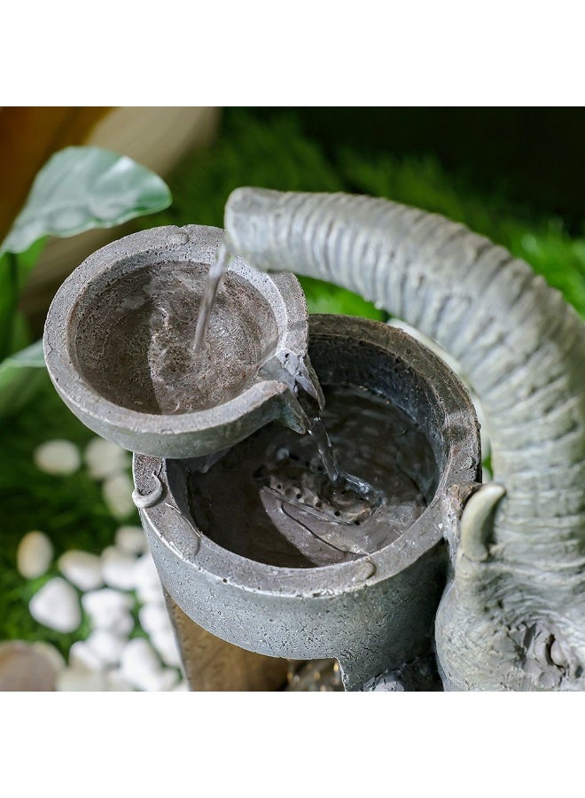 DANUBE HOME نافورة الفيل - ديكور حديقة خارجي - 25x20x45 سم ميزة مائية من بولي ريزين - تصميم غريب لأجواء فناء هادئة - Image 4