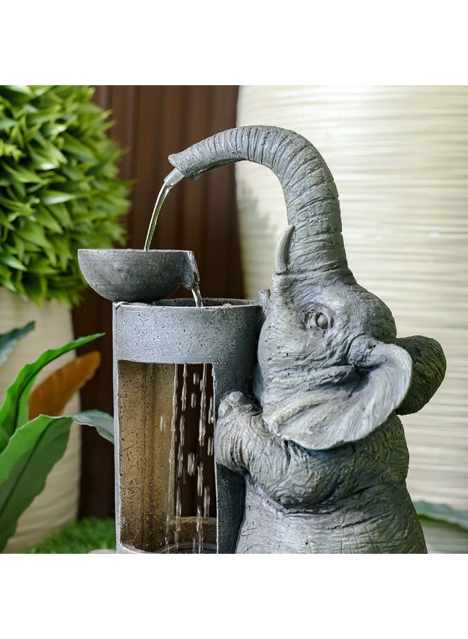 DANUBE HOME نافورة الفيل - ديكور حديقة خارجي - 25x20x45 سم ميزة مائية من بولي ريزين - تصميم غريب لأجواء فناء هادئة - Image 3