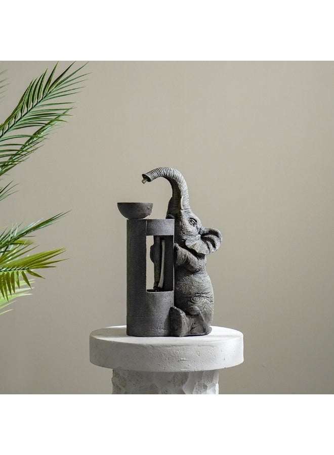 DANUBE HOME Elephant Fountain - Outdoor Garden Decor - 25x20x45 cm Polyresin Water Feature - Whimsical Design for Tranquil Patio Ambiance - Image 1