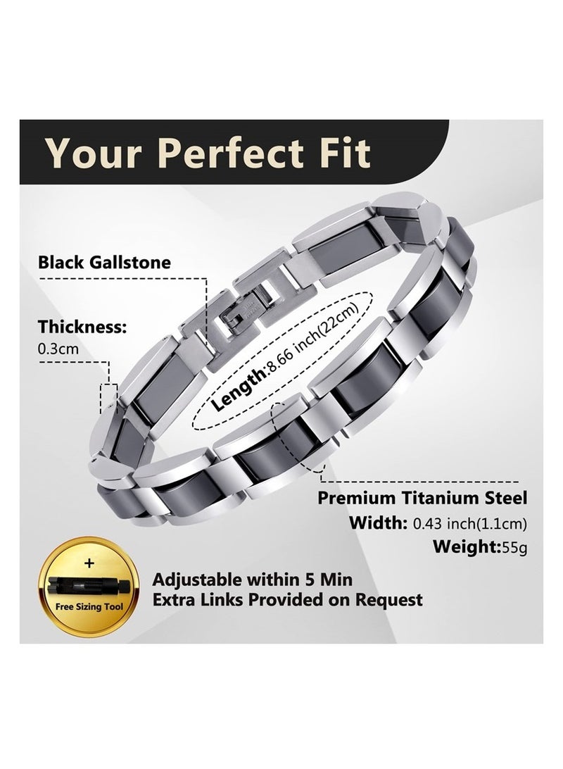 bebeFuture Men's Bracelet Relief Classic Silver Stainless Steel Bracelets with Remove Tool - Image 2