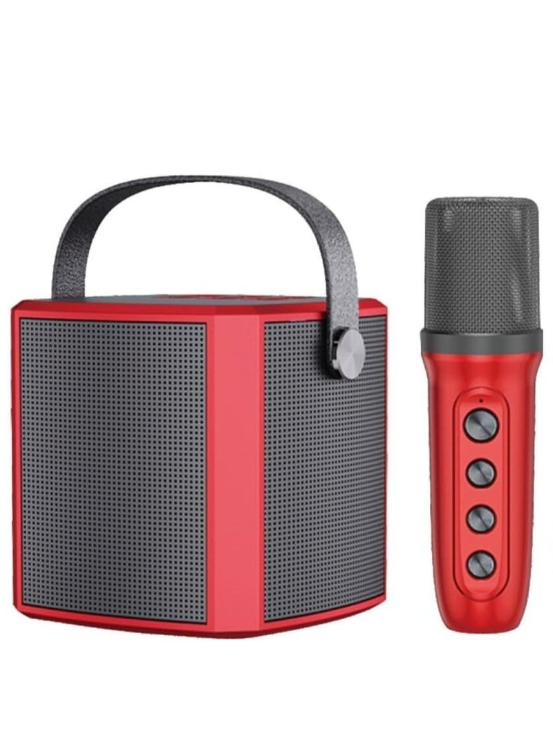JAJEEK Bluetooth Karaoke Speaker with Rechargeable Wireless Microphone – Type-C, Multiple Voice Modes, TF Card Holder, Portable Red Karaoke System for Parties & Family Fun - Image 1