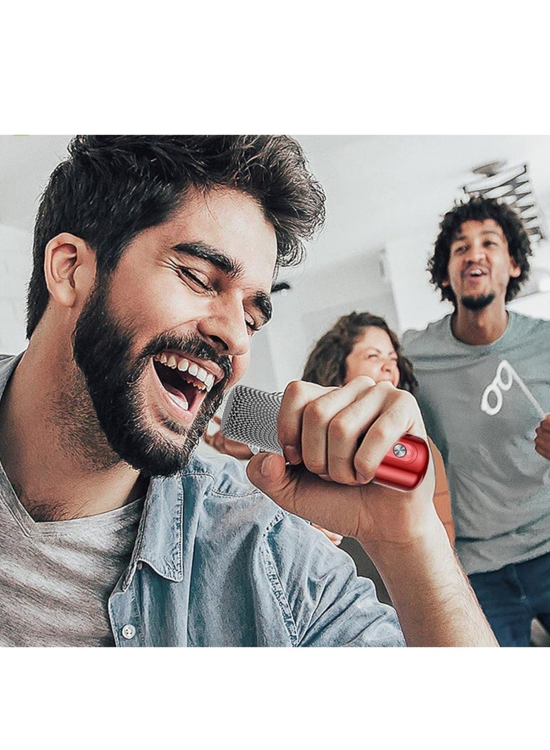 JAJEEK Bluetooth Karaoke Speaker with Rechargeable Wireless Microphone – Type-C, Multiple Voice Modes, TF Card Holder, Portable Red Karaoke System for Parties & Family Fun - Image 2