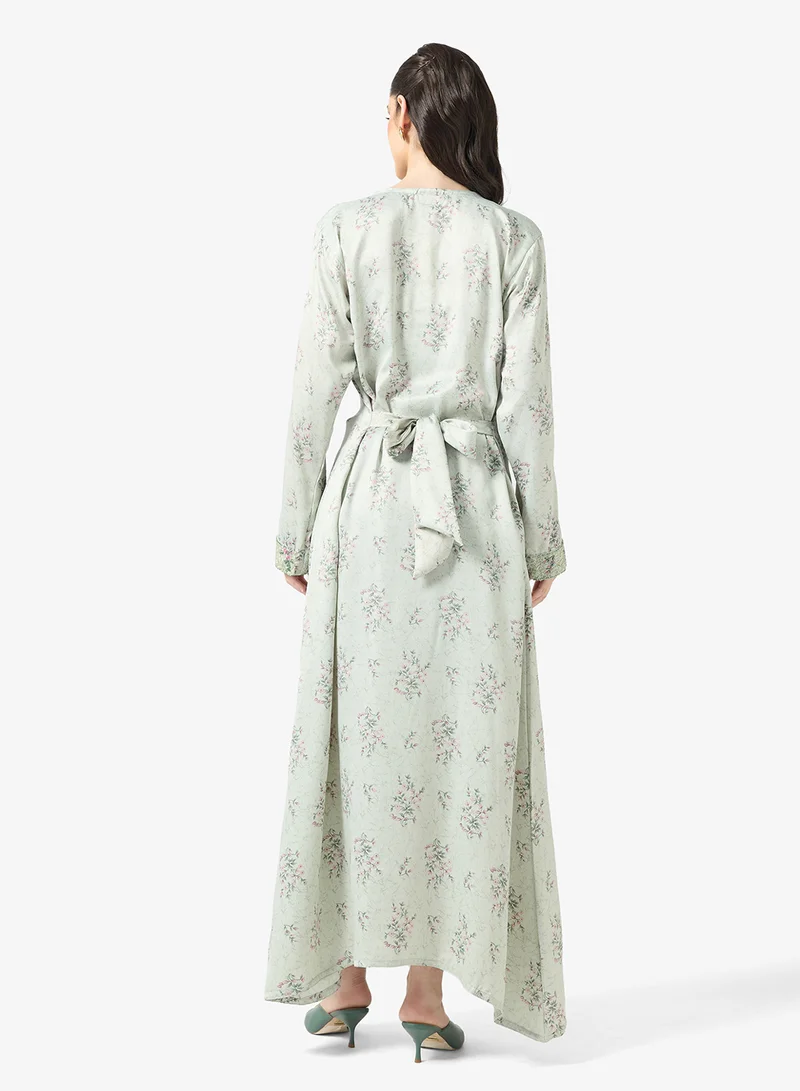 ARABIAN CLOSET Embellished Belted Jalabiya