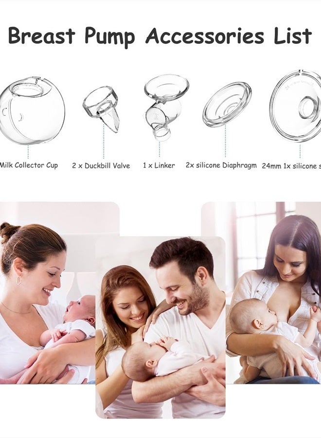 Gowing قطع غيار مضخة الثدي القابلة للارتداء، ملحقات كوب جمع الحليب، متوافقة مع TSRETE S12 S9 Kmaier S12، تشمل صمام منقار البط، فلانج 24 مم، غشاء سيليكون، رابط - Image 3