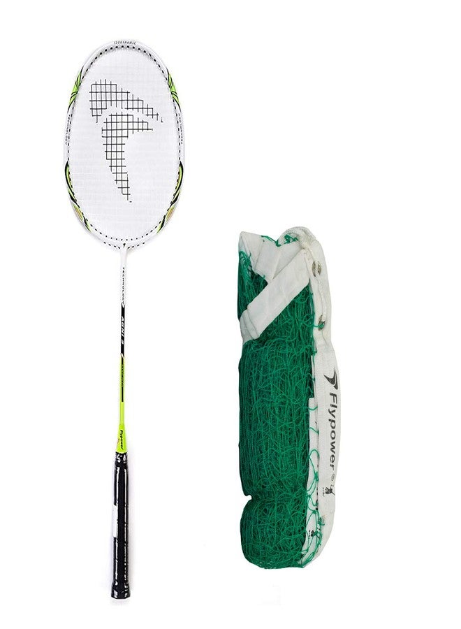 Flypower Badminton Racket Agni 3 with NET 650 Green, Multicolor - Image 1