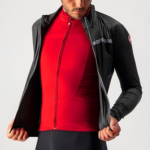 CASTELLI Men's Squadra Stretch Jacket, Windproof Zip Up Shell with High Collar for Road and Gravel Biking I Cycling - Light Black/Dark Gray - Large - Image 5