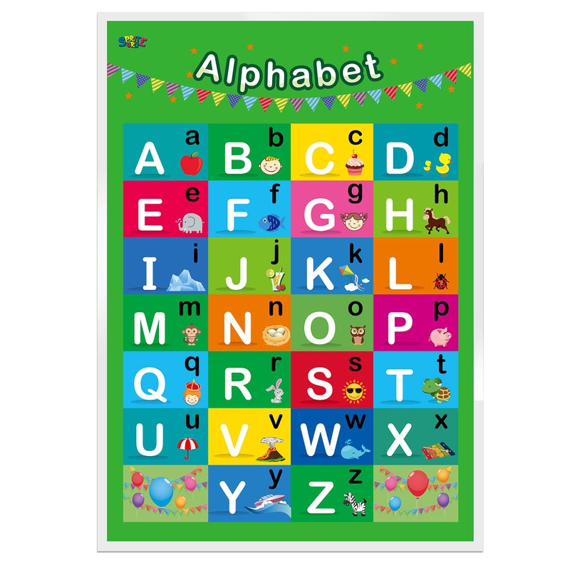 SpriteGru Alphabet, Numbers 1-100,2 LAMINATED Educational Posters for Toddlers 16x12inch - Image 5