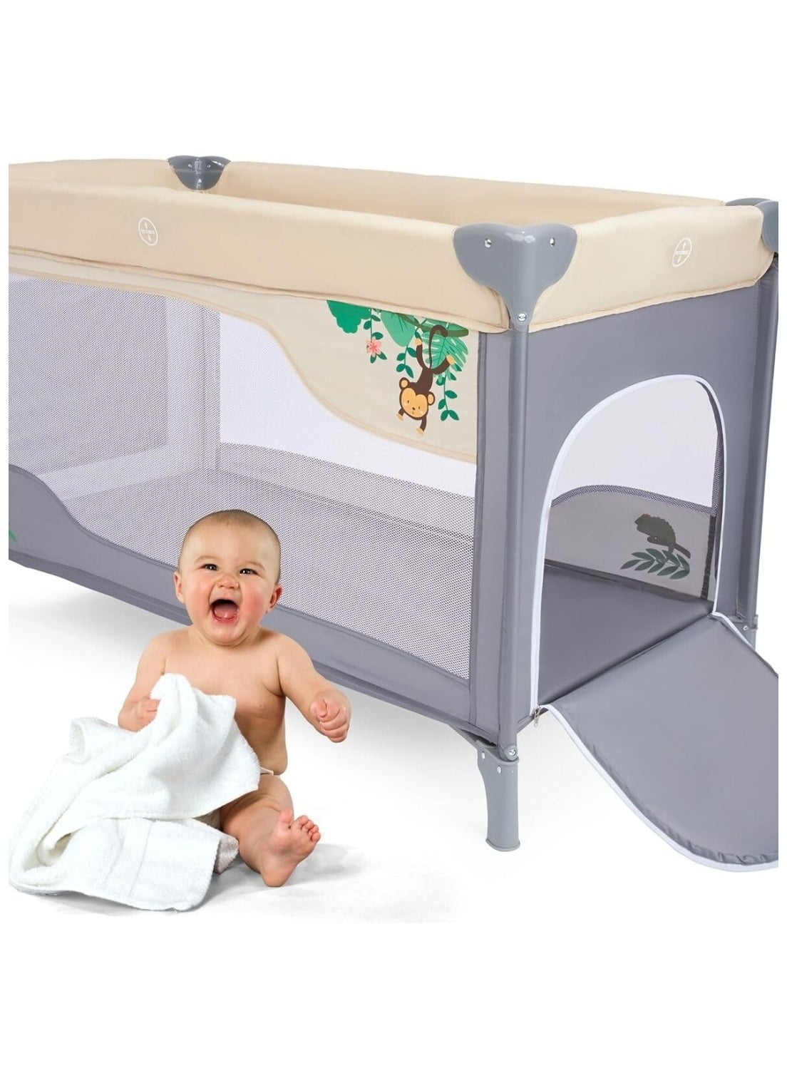 A Crib And A Safe, Comfortable Baby Bed With Mesh Barriers To Keep The Interior More Ventilated,, Made From Safe Materials For Your Child 