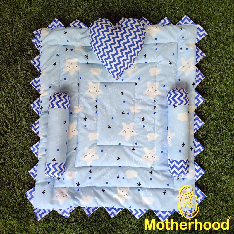 MOTHERHOOD MOTHERHOOD 1 Round Baby Tub Bed with 1 Baby Cradle Hammock 1 Large Baby Blanket 1 Baby Mattress and 5 pc Baby Pillow Luxury Baby Mattress Bed Sleeper Bedding Set coSleeper for Baby Sky - Image 5