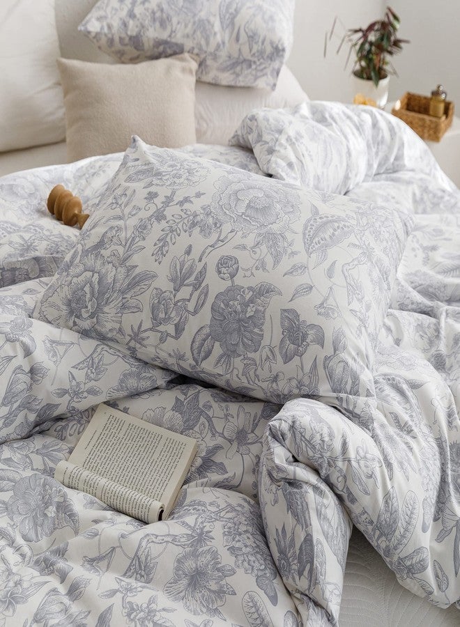 ECOCOTT Vintage Flower Duvet Cover Set, 100% Cotton Floral Pattern Duvet Cover Queen Size - Breathable Durable Soft Comfy Quilt Cover Queen Size - Image 4