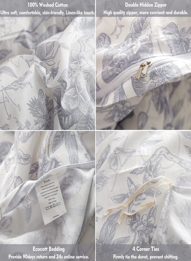 ECOCOTT Vintage Flower Duvet Cover Set, 100% Cotton Floral Pattern Duvet Cover Queen Size - Breathable Durable Soft Comfy Quilt Cover Queen Size - Image 5