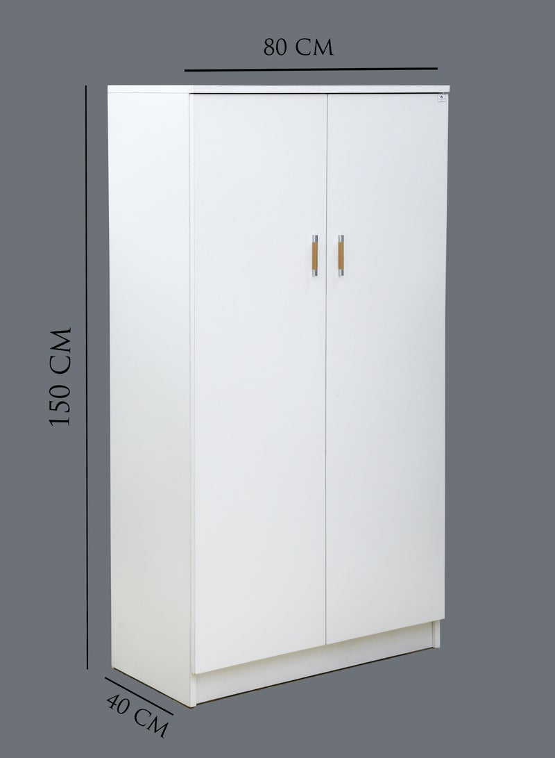 AFT Elegant MDF Kids Wardrobe with 2 Door Design - Double Door Design – Spacious Shelving, Hanging Rod, and Lockable Drawer for Organized Storage. 150 cm x 80 cm x 40 cm Compact Design. White  (Arfan) - Image 4