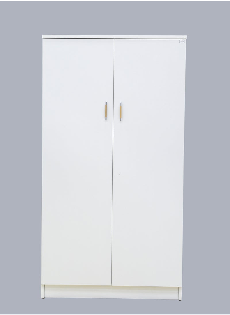 AFT - Elegant MDF Kids Wardrobe with 2 Door Design - Double Door Design – Spacious Shelving, Hanging Rod, and Lockable Drawer for Organized Storage. 150 cm x 80 cm x 40 cm Compact Design. White  (Arfan) - Image 1