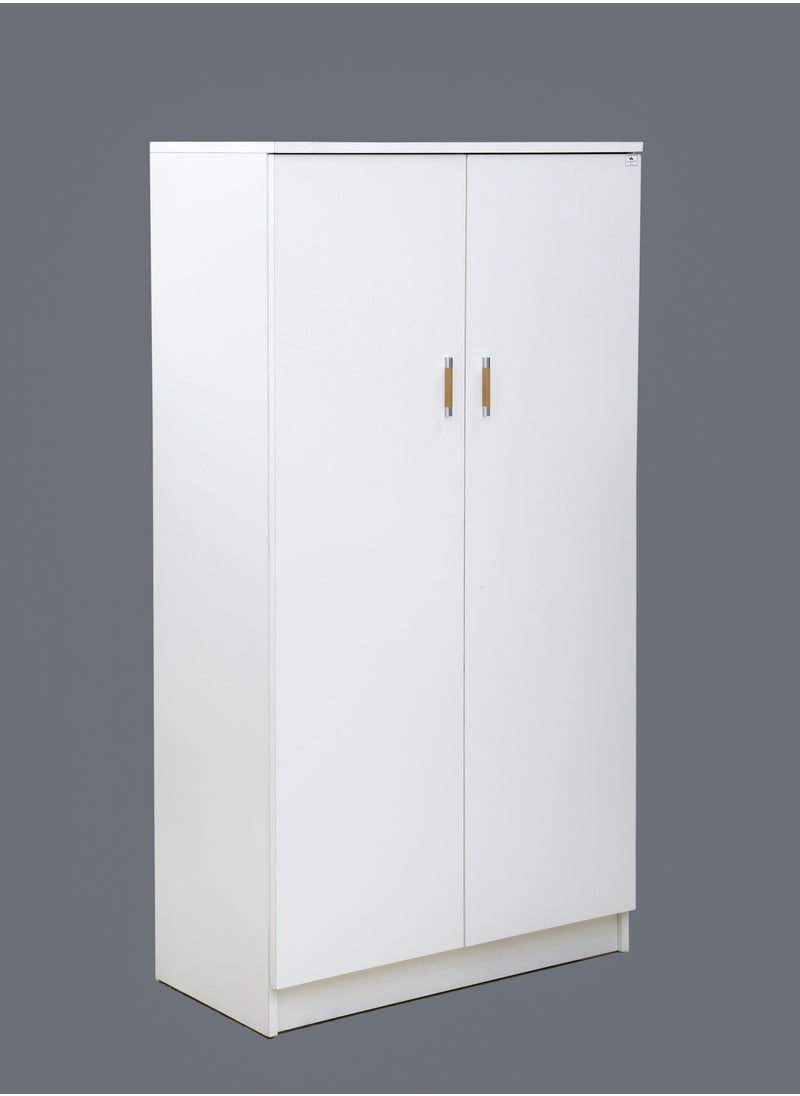 AFT - Elegant MDF Kids Wardrobe with 2 Door Design - Double Door Design – Spacious Shelving, Hanging Rod, and Lockable Drawer for Organized Storage. 150 cm x 80 cm x 40 cm Compact Design. White  (Arfan) - Image 1