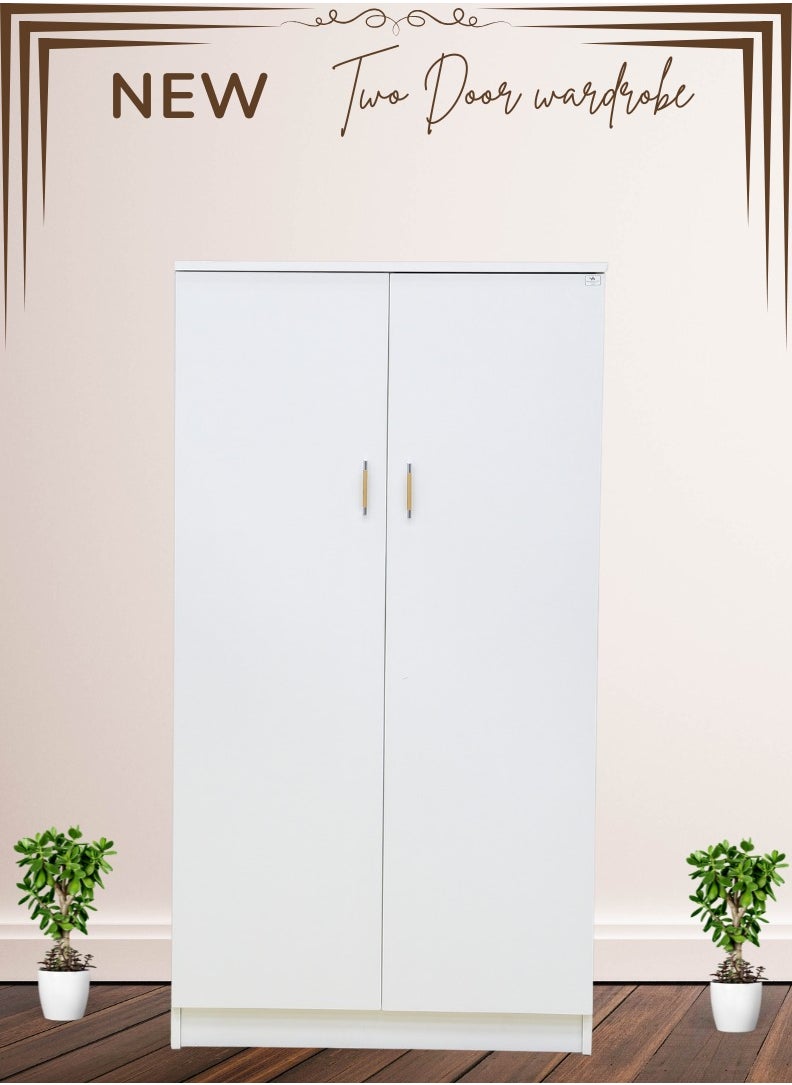AFT - Elegant MDF Kids Wardrobe with 2 Door Design - Double Door Design – Spacious Shelving, Hanging Rod, and Lockable Drawer for Organized Storage. 150 cm x 80 cm x 40 cm Compact Design. White  (Arfan) - Image 1