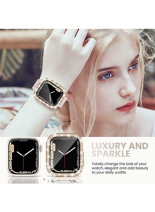 Ocean - Waterproof Bling Screen Protector for Apple Watch Series 7/8 Watch Case 41mm, Women Glitter Diamond Rhinestone Bumper Sparkly Face Cover for iWatch 41mm (Rose Gold) - Image 1