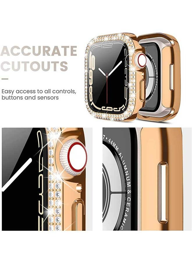 Ocean - Waterproof Bling Screen Protector for Apple Watch Series 7/8 Watch Case 41mm, Women Glitter Diamond Rhinestone Bumper Sparkly Face Cover for iWatch 41mm (Rose Gold) - Image 1
