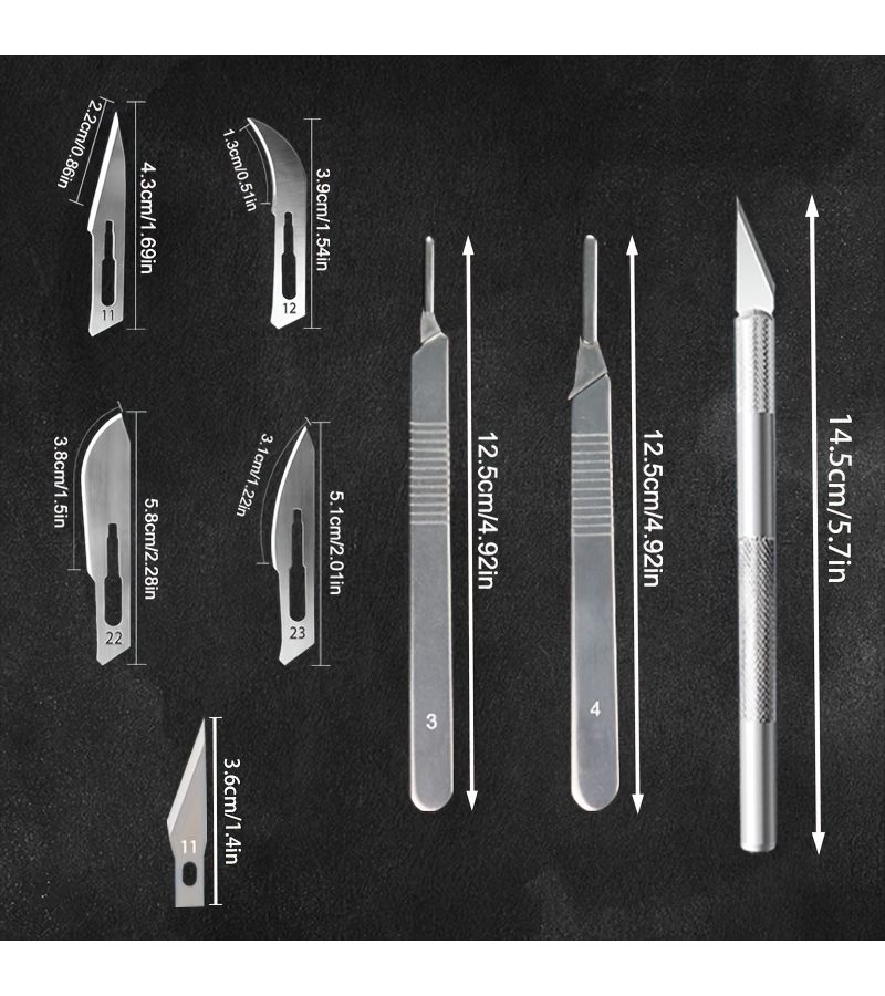 59pc Precision Carbon Steel Craft Knife Set for Carving Stickers - Image 2