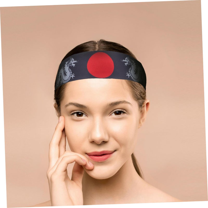Japanese Samurai Headband for Karate Exercise Fitness Cooking Black - Image 4