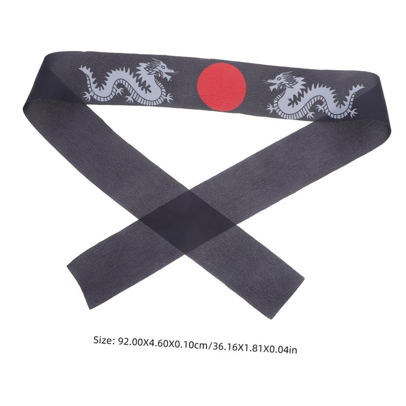 Japanese Samurai Headband for Karate Exercise Fitness Cooking Black - Image 3