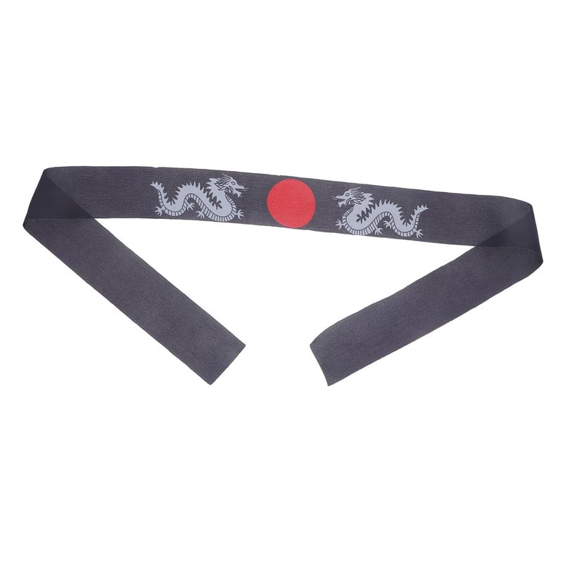 Japanese Samurai Headband for Karate Exercise Fitness Cooking Black - Image 1