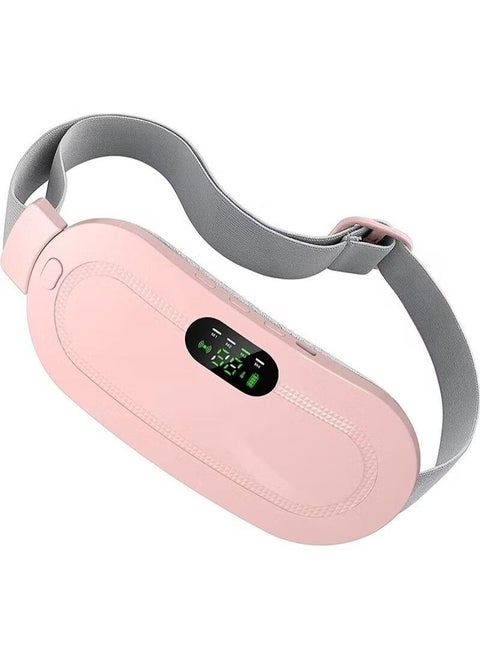 Portable Cordless Heating Pad Electric Waist Belt Device Fast Heating 3 Temperature Modes 4 Vibration Massage Speeds for Back Pain Relief USB Charging Belly Heating Pad White