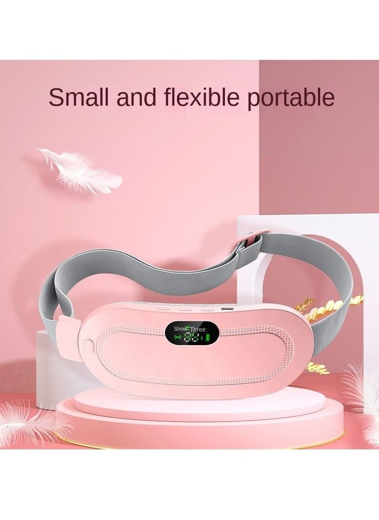 HaLunhi - Portable Cordless Heating Pad Electric Waist Belt Device Fast Heating 3 Temperature Modes 4 Vibration Massage Speeds for Back Pain Relief USB Charging Belly Heating Pad White - Image 1