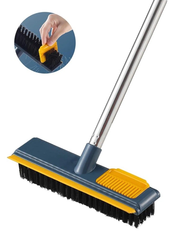 Arabest Floor Scrubbing Brush with Long Handle,Squeegee and Comb，Hard Bristle Sweeping Broom for Tiles,Cleaning Pet Hairs, Sofa, Window, Carpet, Bathroom and Hard-to-Reach Corners (Blue) - Image 1