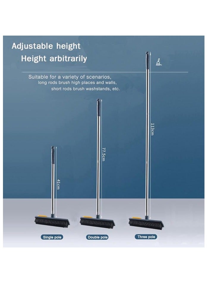 Arabest Floor Scrubbing Brush with Long Handle,Squeegee and Comb，Hard Bristle Sweeping Broom for Tiles,Cleaning Pet Hairs, Sofa, Window, Carpet, Bathroom and Hard-to-Reach Corners (Blue) - Image 4