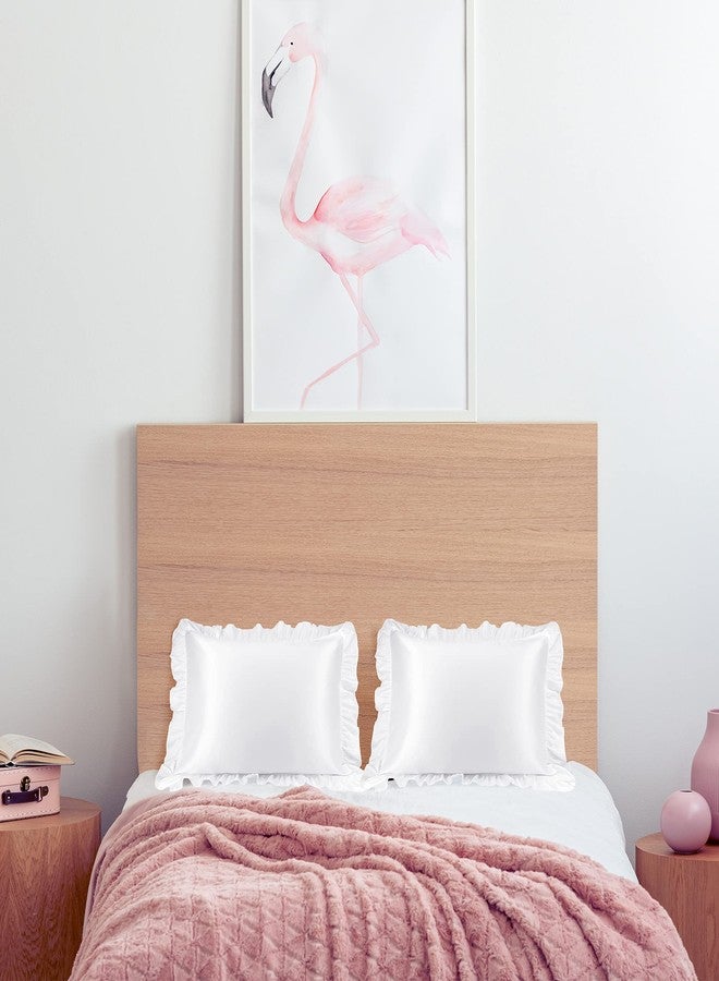 PiccoCasa Ruffle Pillow Cases | Soft Satin Pillowcases | Breathable Ruffled Pillow Shams | Bed Pillow Covers with Envelope Closure | Boudoir | White | 12" x 16" | Set of 2 - Image 2
