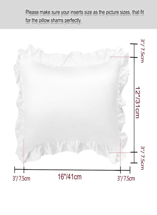 PiccoCasa Ruffle Pillow Cases | Soft Satin Pillowcases | Breathable Ruffled Pillow Shams | Bed Pillow Covers with Envelope Closure | Boudoir | White | 12" x 16" | Set of 2 - Image 5