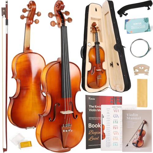 Kmise Violin 3/4 Full Set, Tough Jujube Wood Violins, Glossy Acoustic Fiddle for Adults, Beginners,Students with Violin Case, Rosin, Strings, Bow, Shoulder Rest, Beginner's Guide (Jujube, 3/4) - Image 1