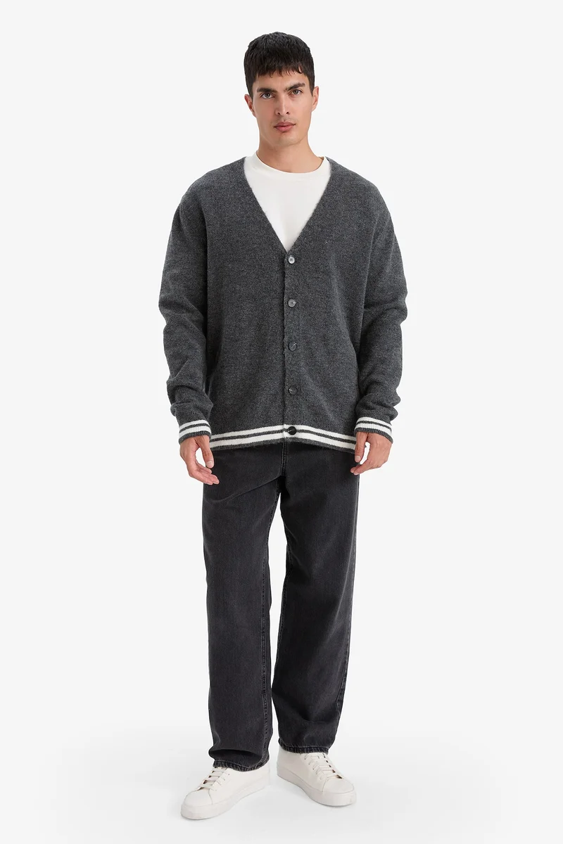 Defacto  Relax Fit V-Neck Knitwear Cardigan for Men | Best Price UAE