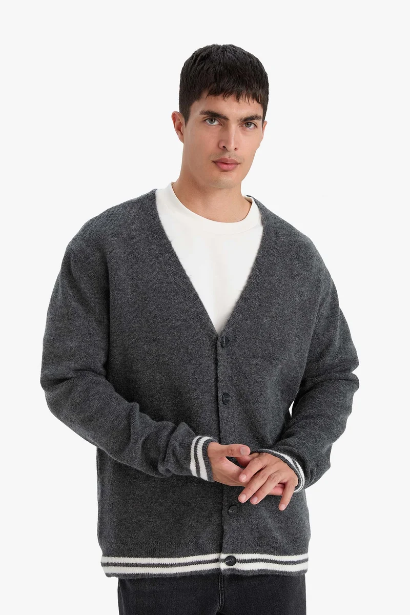 Defacto  Relax Fit V-Neck Knitwear Cardigan for Men | Best Price UAE