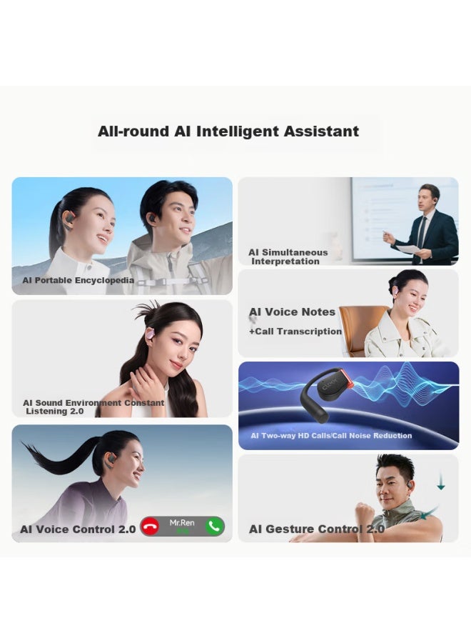 Cleer Arc 5Th Generation Open-Ear Ai Dolby Sound Master Bluetooth Sports Earphones Compatible With Huawei, Apple, Xiaomi - Pink - Image 2