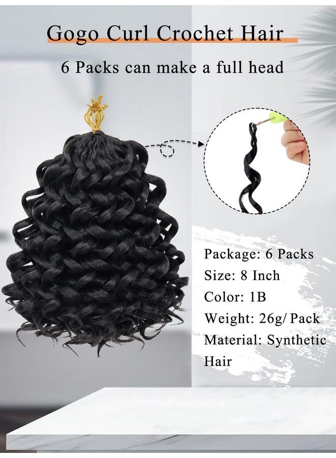 GOWIT Gogo Curl Crochet Hair 8 Inch 6 Packs Short Curly Crochet Hair For Black Women Deep Ocean Wave Crochet Hair Synthetic Crochet Braids (8",1B) - Image 3