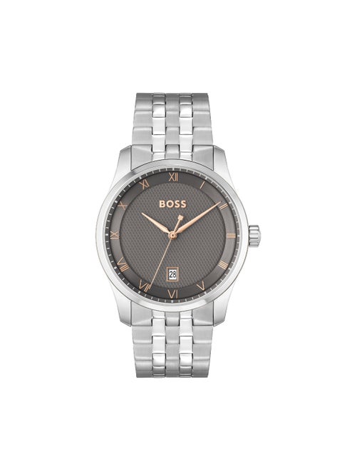 Round Analog Men's Grey Case Wrist Watch - 1514116