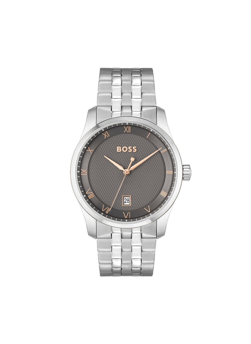 HUGO BOSS ساعة يد رجالية دائرية أنالوج بهيكل رمادي - 1514116  - Image 1