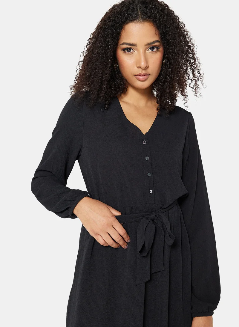 ONLY Belted Ruffle Midi Dress