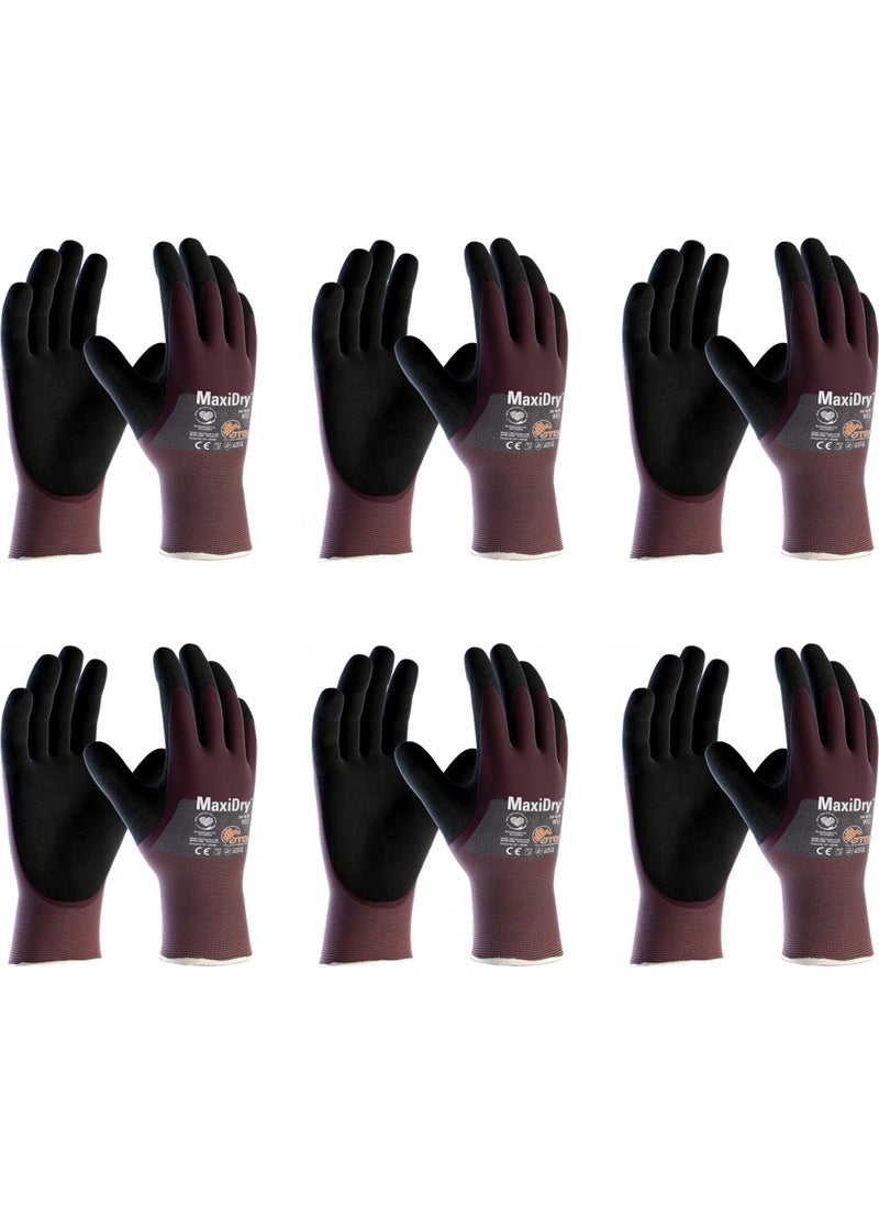 ATG - MAXIDRY®56-425 ¾dipped Work Gloves Medium No:8 6 Pairs - Image 1