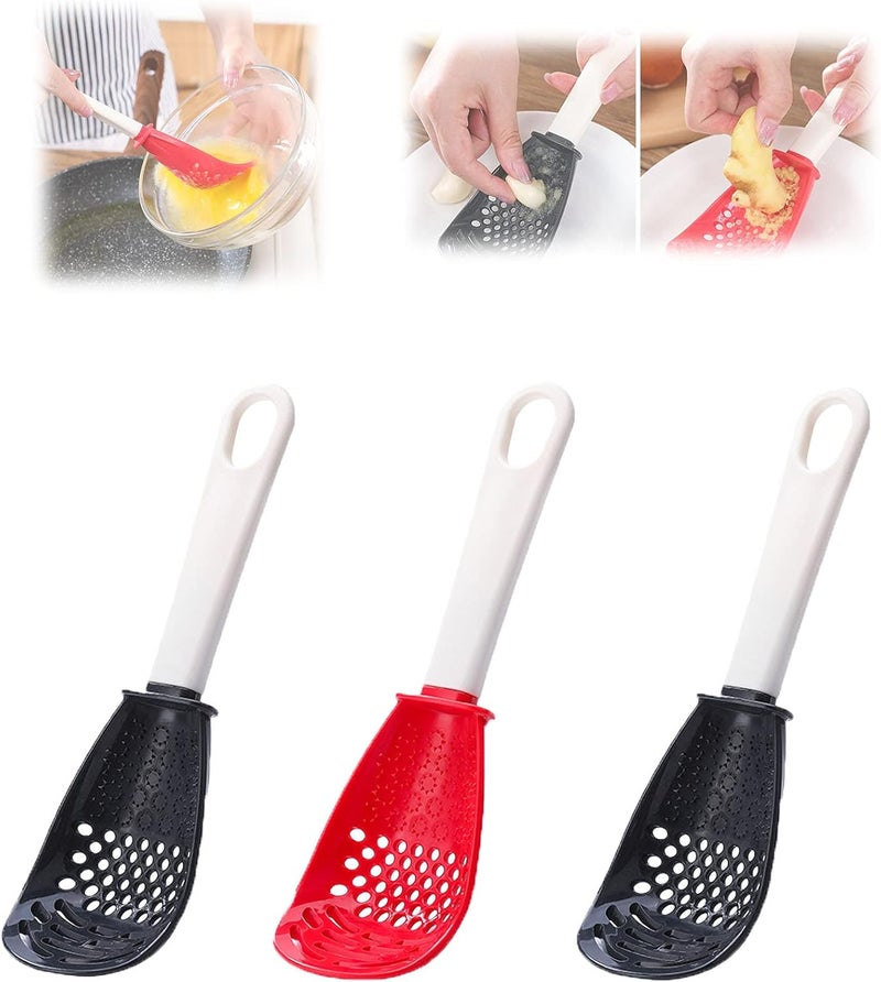 klarako 3 PCS Multifunctional Kitchen Cooking Spoon, Multi-Functional Skimmer Slotted Spoon,Non-Toxic and High Temperature Resistant for Draining, Mashing, Grinding, Garlic Press Crusher (A) - Image 1