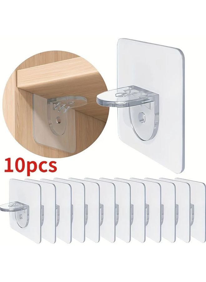 10Pcs Adhesive Hooks And Shelf Brackets No Drill Seamless Design For Closet Organization - Image 2