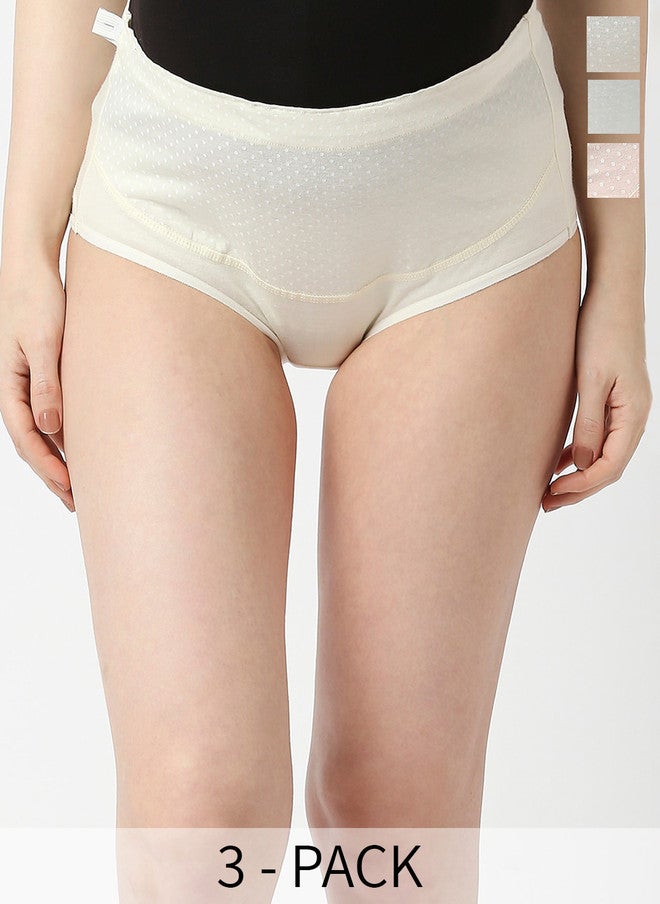 Red Rose RedRose Pack of 3 Mid-Rise Cotton Maternity Briefs in Yellow, Blue, and Pink - Image 1