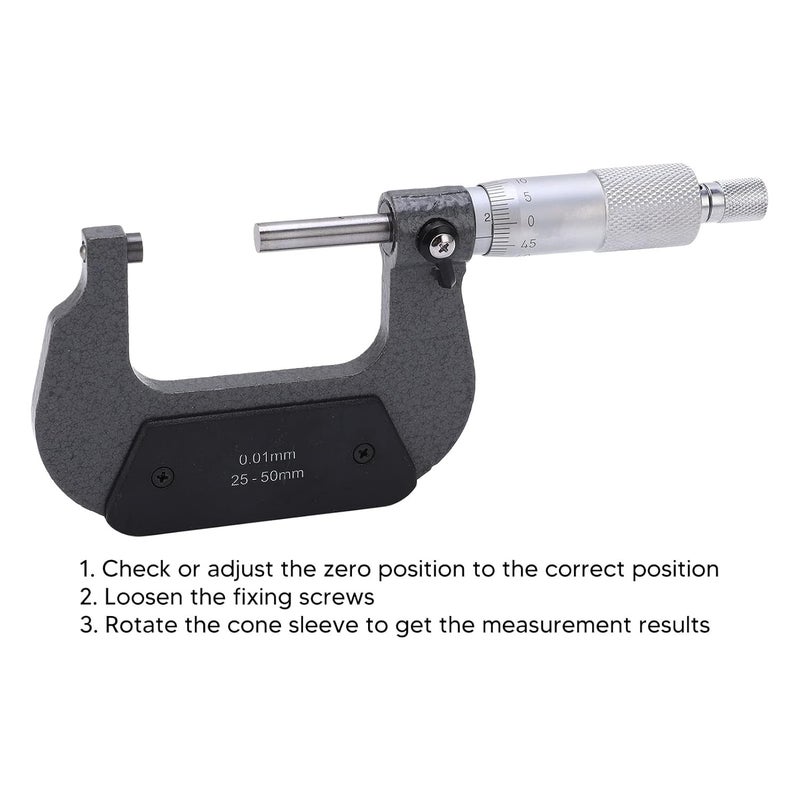 Portable Micrometer Caliper Thickness with Alloy Outer Layer for Accurate Measurement, Carrying Mechanical Structure Micrometer Measuring Tool, Wide Application and Intuitive Rea (Ylwxzenith8CRk-12) - Image 2