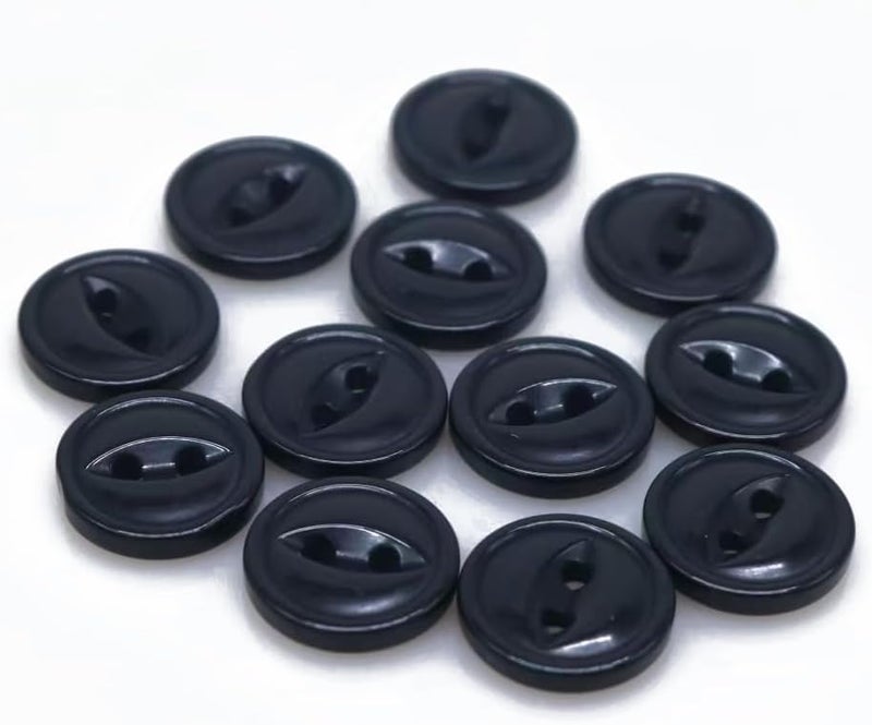 Button,100pcs 9mm/10mm/11mm/12mm/15mm/18mm Polyester Button Cute Fisheye Buckle Sewing Button Accessories Resin Shirt Button for DIY (Color : Red no Edge, Size : 18mm)(Black with Edge,11mm) - Image 1