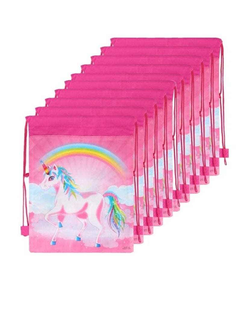حقيبة هدايا حفلات يونيكورن ، 10 عبوات ، حقائب ظهر برباط على شكل وحيد القرن للفتيات والأطفال ، هدايا حفلات أعياد الميلاد وحفلات استقبال المولود ، وغيرها من الاحتفالات - Image 1